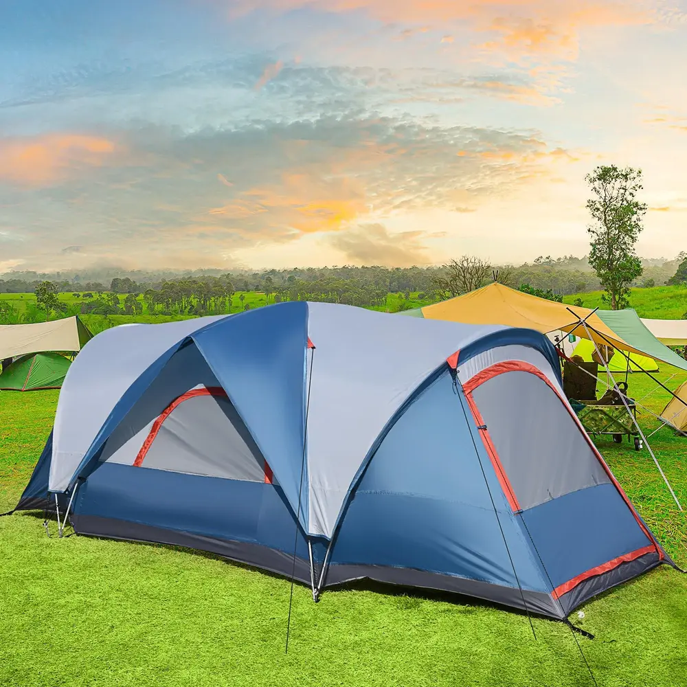 Campingtält Tunneltält Blå Vit av Polyester för 4 Personer
