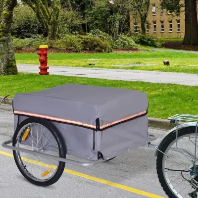 Hopfällbar Cykelkärra och Lastvagn med Koppling, Svart