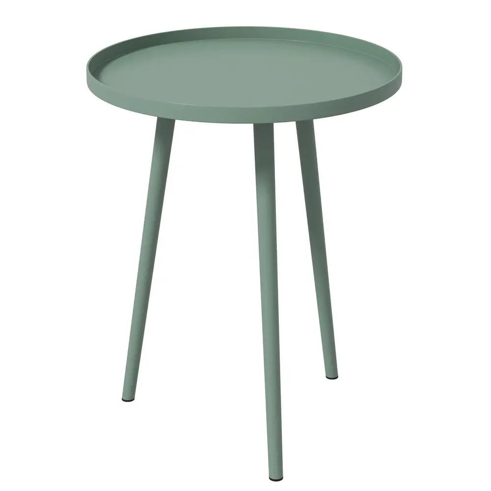 Trädgårdsbord Sidobord med Upphöjd Kant Grön av Stål 50 cm