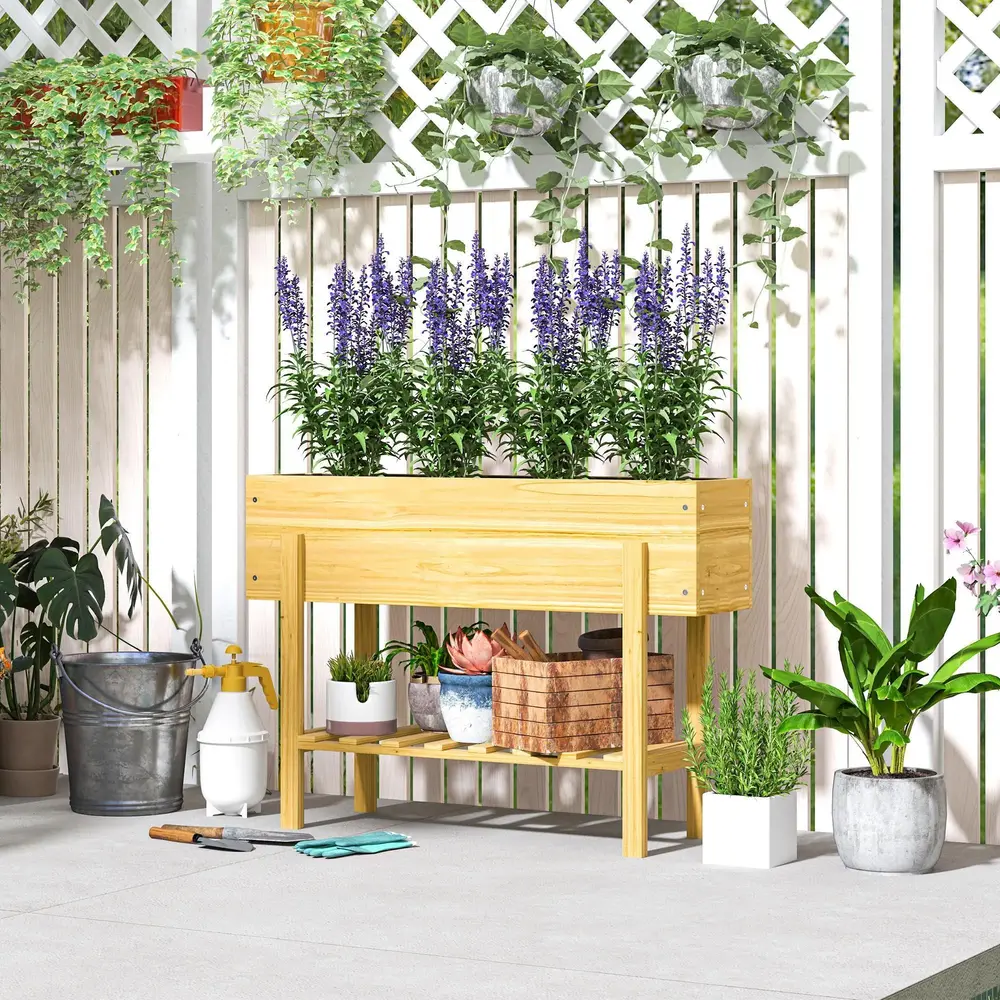 Upphöjd Bädd med Hylla Upphöjd Örtbädd 100 x 30 x 70,5 Cm