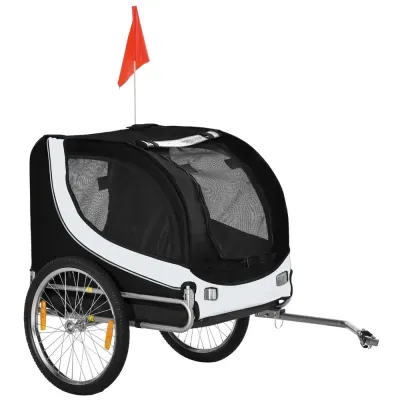 Hundcykelvagn Vit Svart Oxford Tyg 130 x 73 x 90 cm