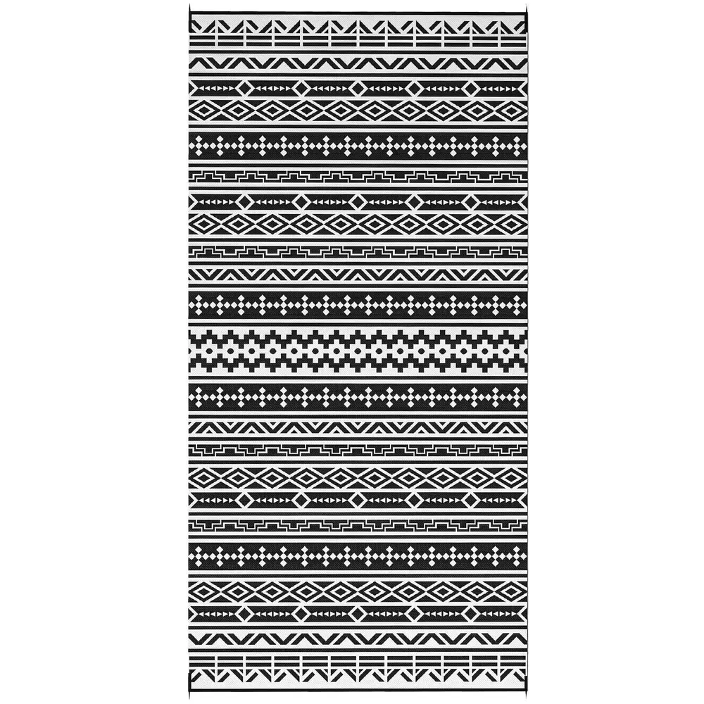 Utomhusmatta Trädgårdsmatta Boho-Stil Svart 548 x 274 Cm
