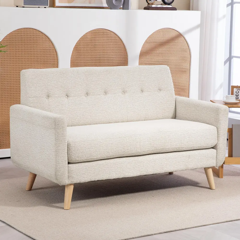 2-sits Soffa Bekväm Beige 134 x 71 x 82 Cm