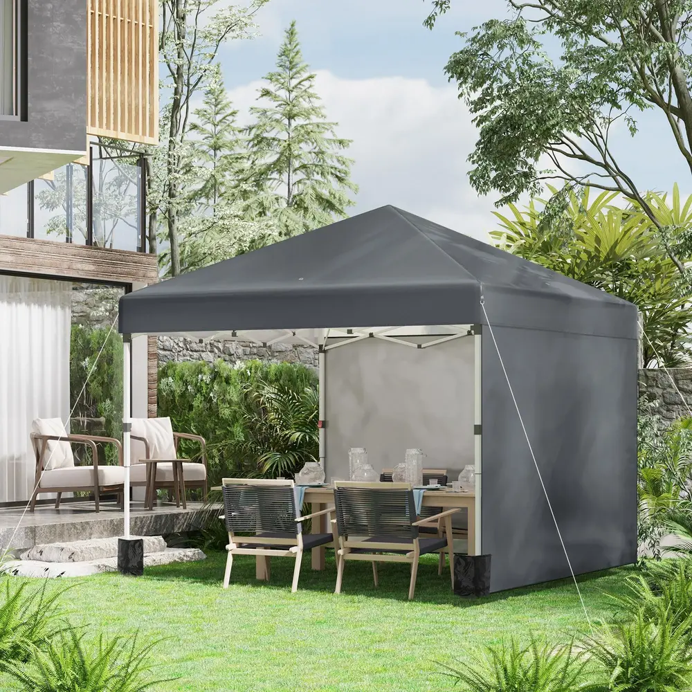 Hopfällbar Paviljong Campingtält Mörkgrå av 2,97 x 2,97 M
