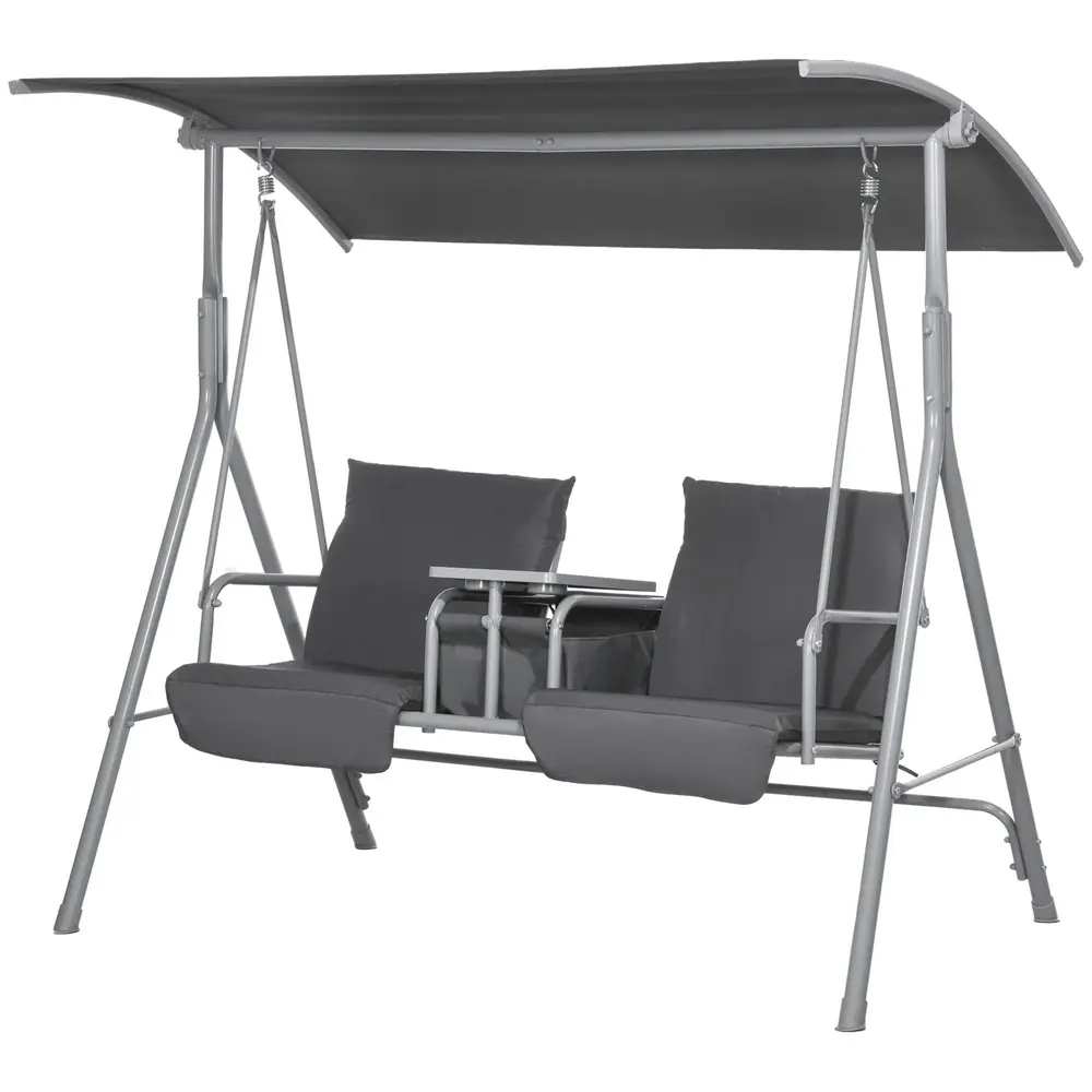 Trädgårdsgunga Hammock Svart av Stål och Tyg 2-Sits