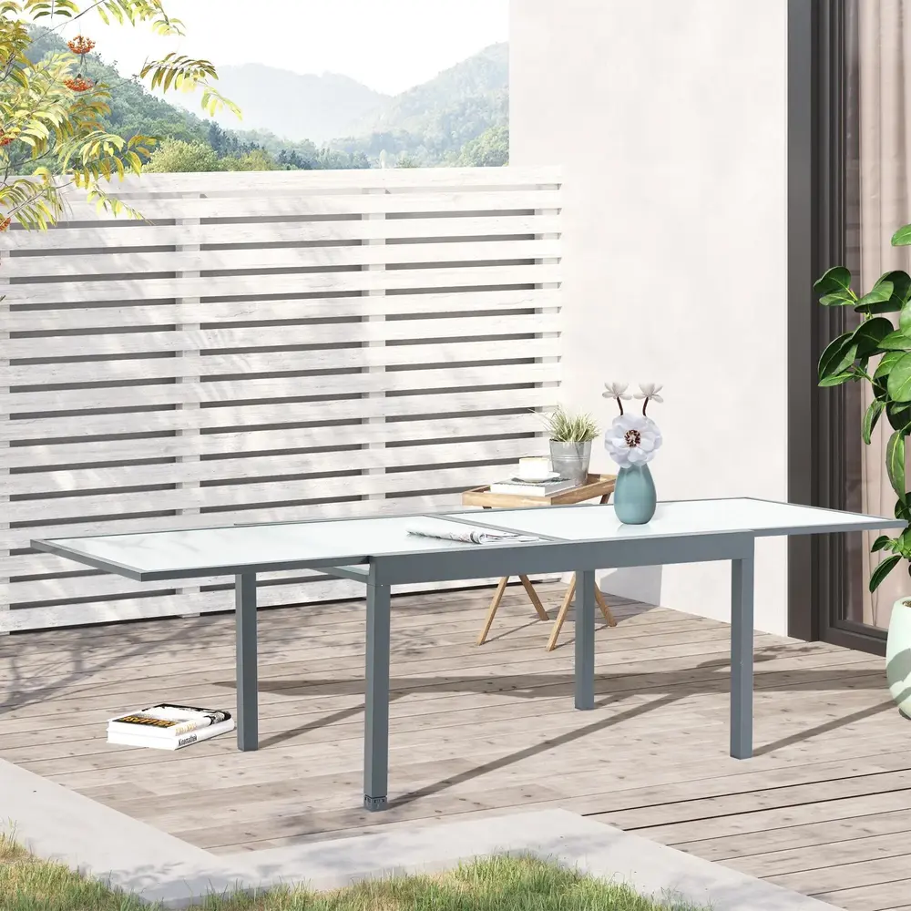 Utdragbart Trädgårdsbord i Aluminium Matbord 160-210 Cm