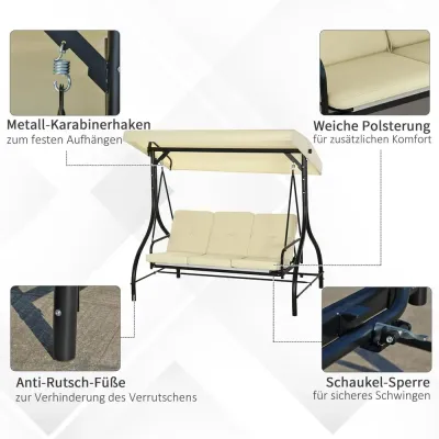Hammock 3-Sits 2-i-1 195 x 117 x 175 cm