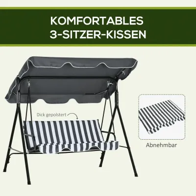 Hammock 3-Sits Grå Vit 172 x 110 x 153 cm