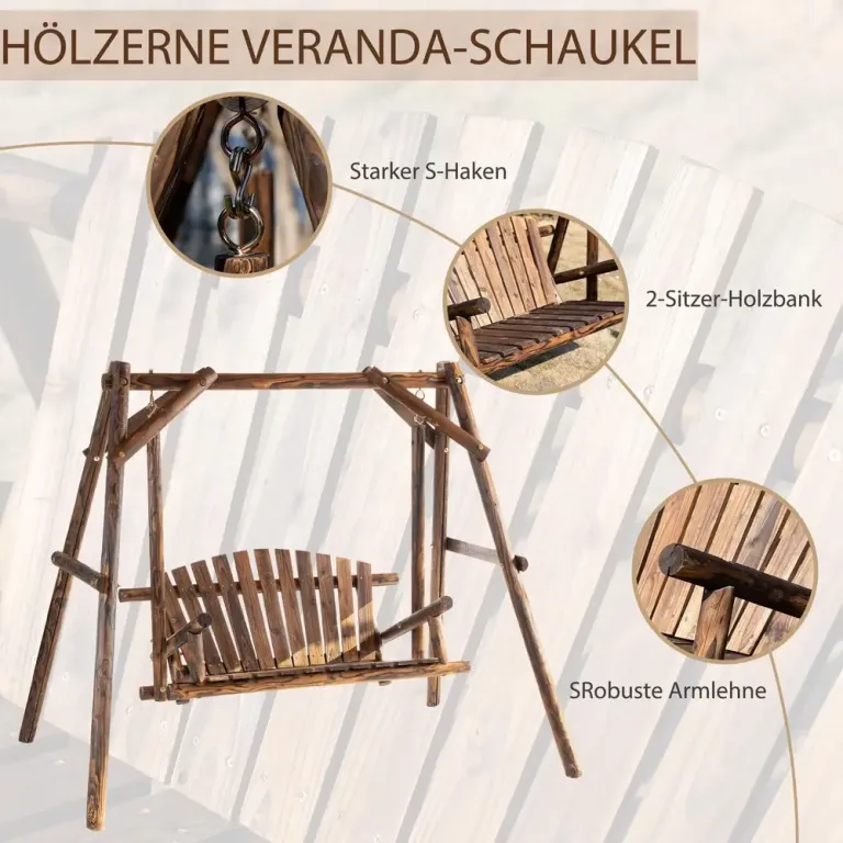 Hammock i Massivt Trä 2-Sits Klassisk 187 x 137 x 170 cm
