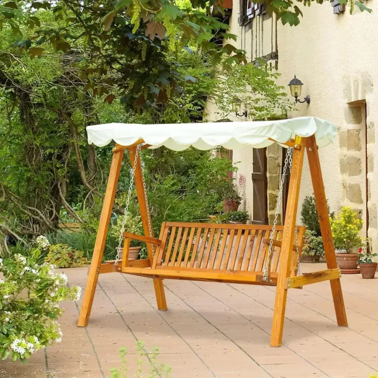 Hammock Massivt Lärkträ Trädgårdsgunga 3 Sits med Tak
