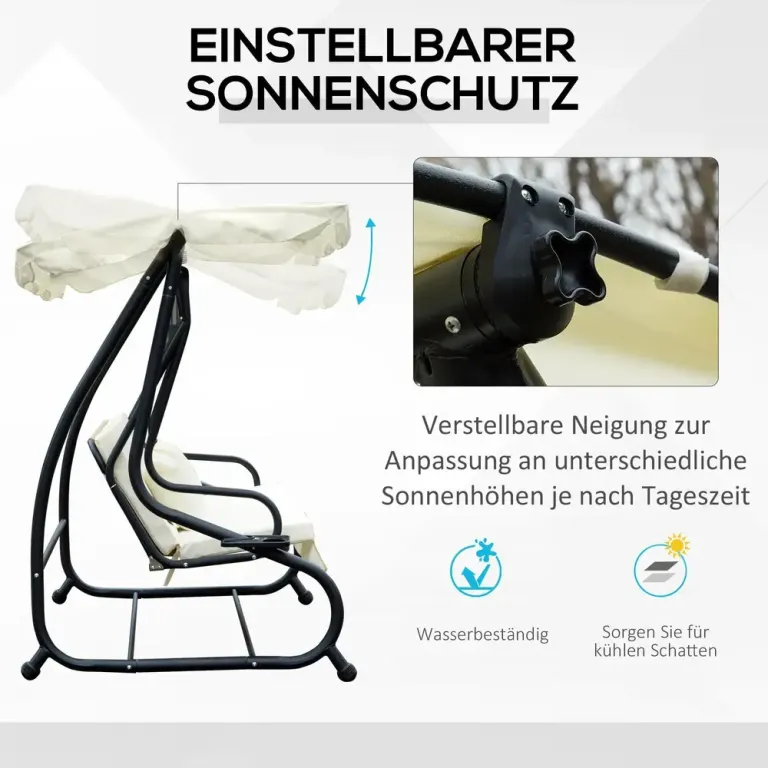 Hammock med Tak Trädgårdsgunga med Fällbart Ryggstöd 3-Sits
