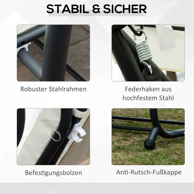 Hammock med Tak Trädgårdsgunga med Fällbart Ryggstöd 3-Sits