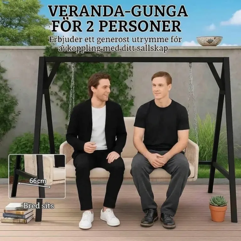 Hammock Rottinggunga 2-Sits Beige Gungstol Personer Kuddar Stålram