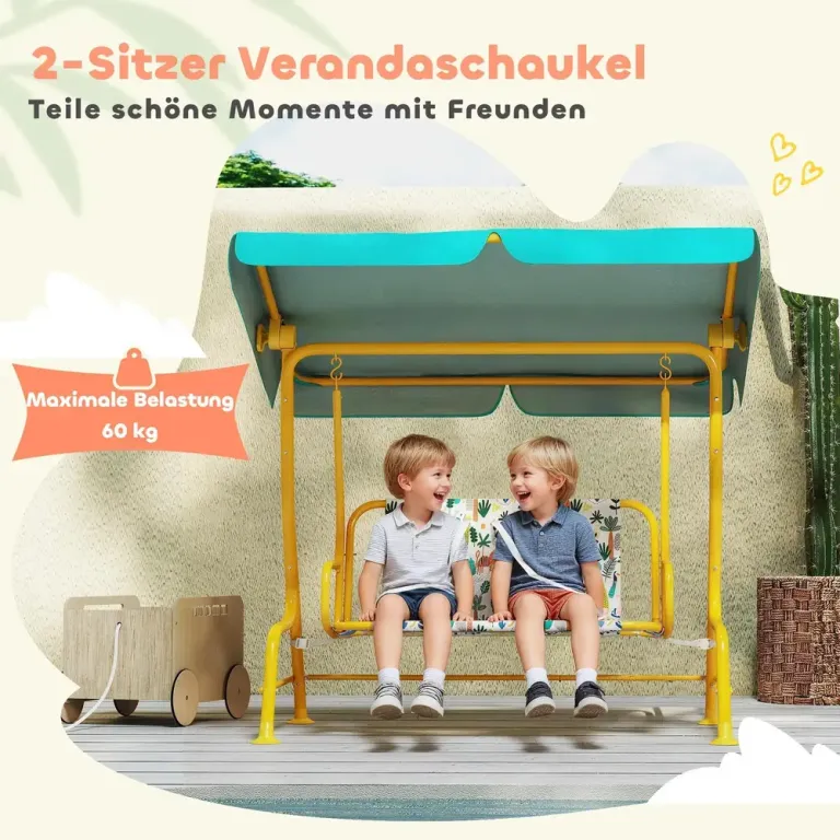Barnhammock 2-Sits med Soltak, Grön Hollywoodgunga Metall