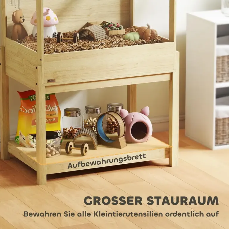 Hamsterbur 2-Vånings Gnagarbur med Fällbart Förvaring Lock