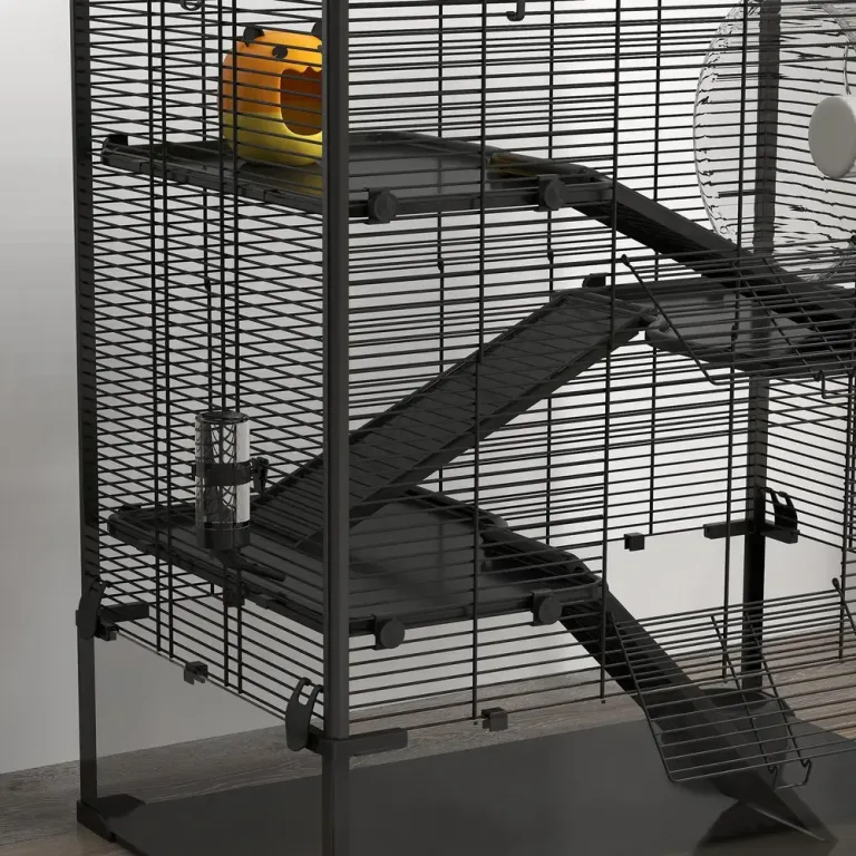 Gnagarbur 4-Vånings Bur Hamsterbur Nivåer Svart