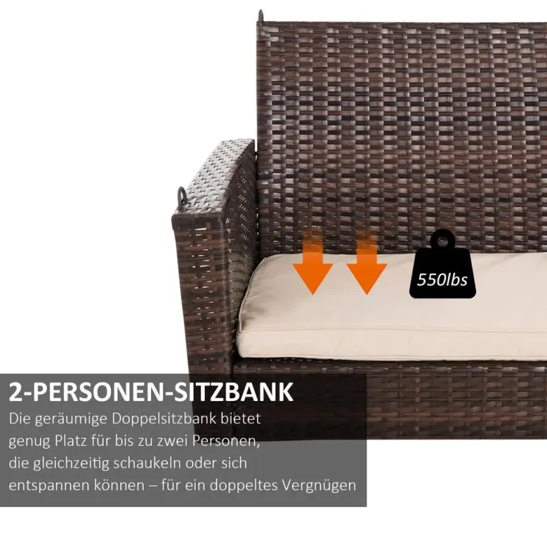 Hänggunga 2-Sits i Konstrotting Trädgårdsgunga Brun