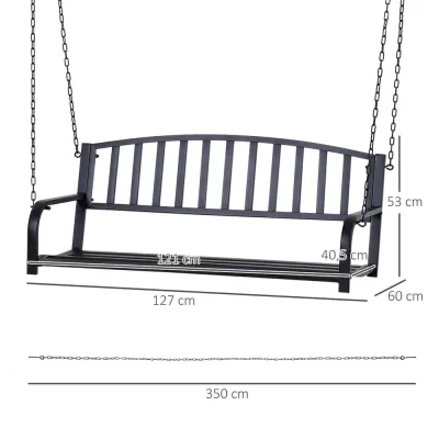 Hänggunga Trädgårdsgunga 2-Sits i Metall Svart 127x60 cm