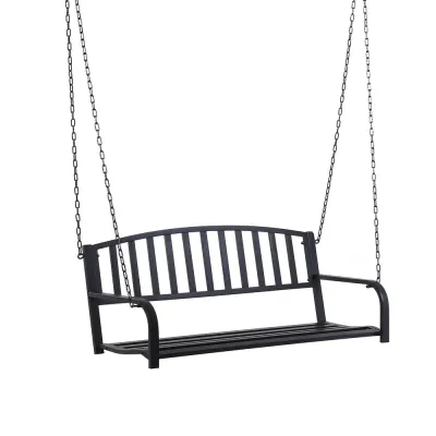 Hänggunga Trädgårdsgunga 2-Sits i Metall Svart 127x60 cm