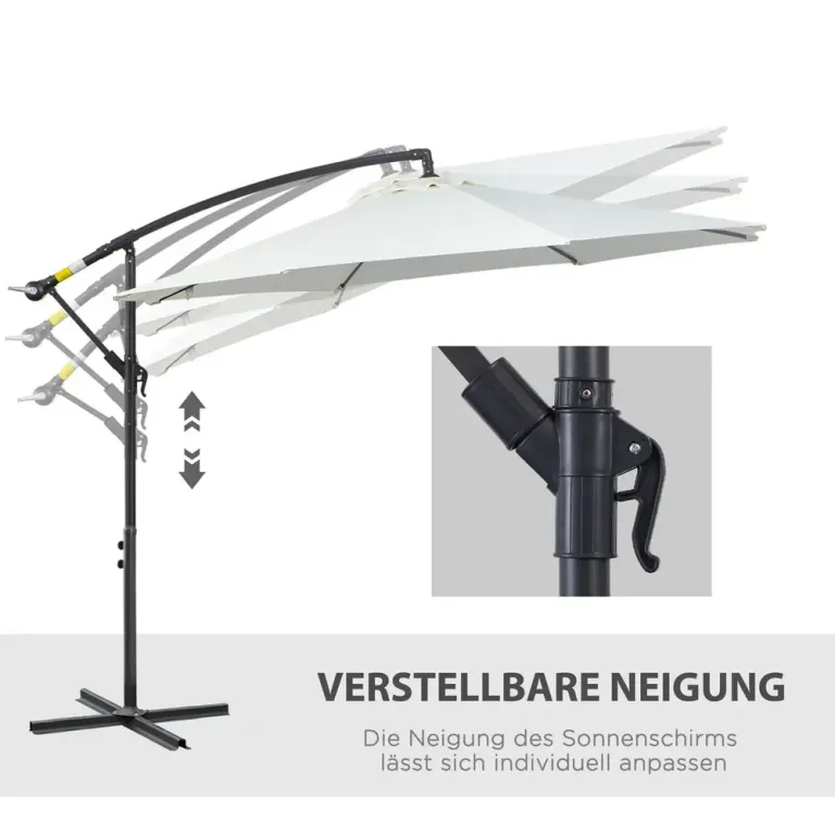 Hängparasoll med Vevmekanism Fribärande Stålstativ 300 cm