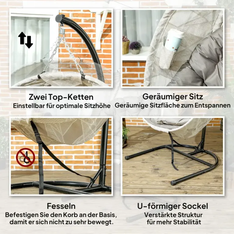 Hängstol Hänggunga Äggformad Sand av Metall och Tyg