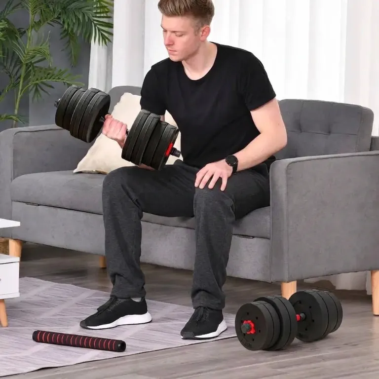 Hantelset 2 i 1 med Vikter för Professionell Styrketräning Justerbar