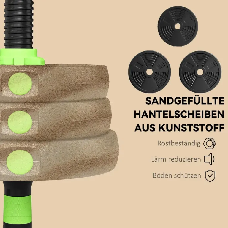 Hantelset 25 kg Grön Vinyl och Cement för Styrketräning