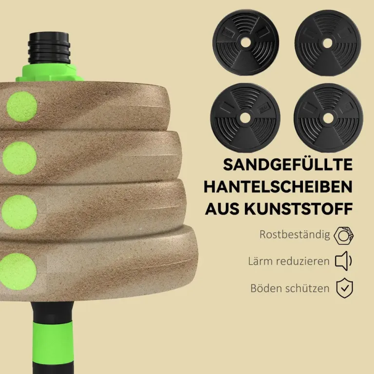 Hantelset 30 kg Grön Plast och Cement för Hemmagym Komplett