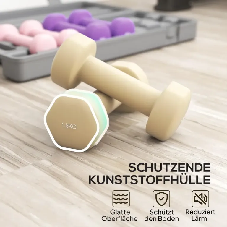 Hantelset 6-Delat med Fodral för Hem och Gym 0,5 kg 1 Väsa Färgglada