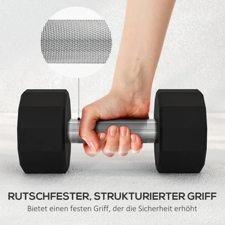 Hantelset kg med Gummibeläggning, Svart