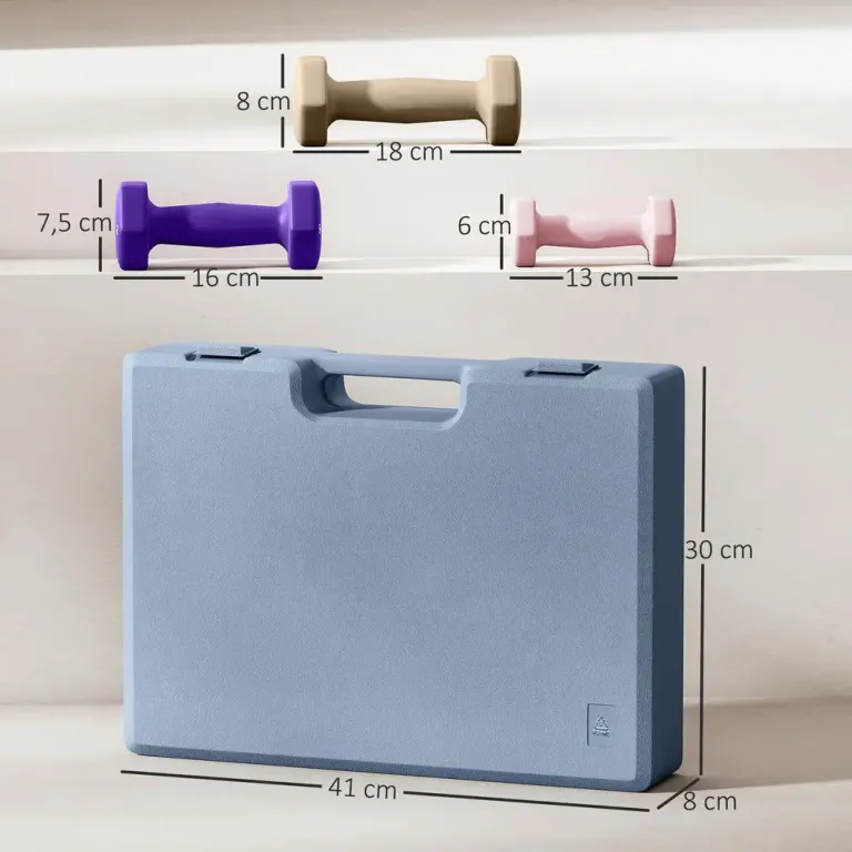 Hantelset med 6 Hantlar i Stål 1 kg 2 kg 3 kg Bärväska Färgkodade