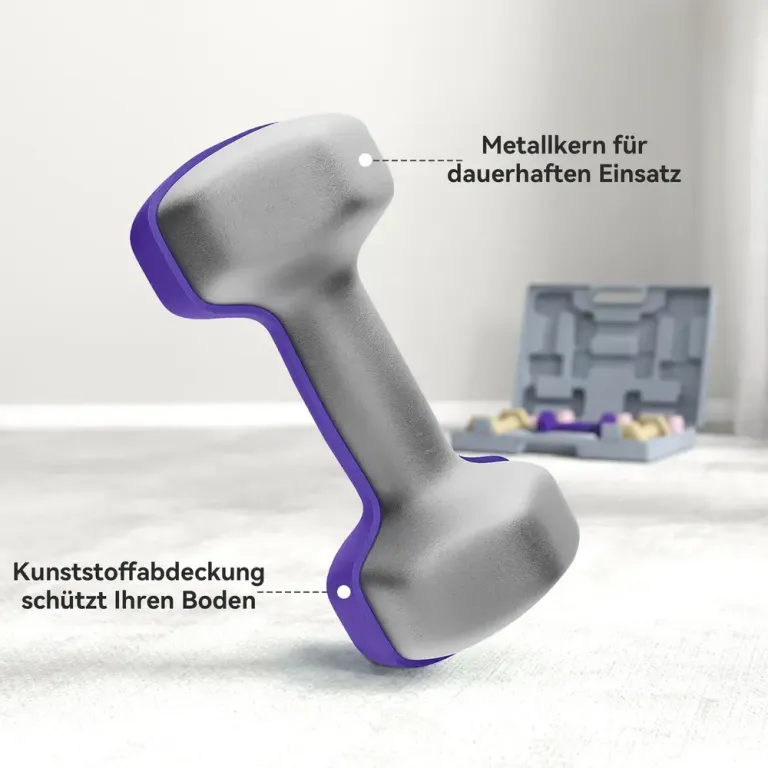 Hantelset med 6 Hantlar i Stål 1 kg 2 kg 3 kg Bärväska Färgkodade