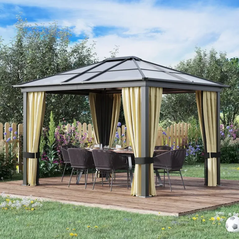 Hardtop Paviljong med Myggnät 3,6 x 3 m, Brun