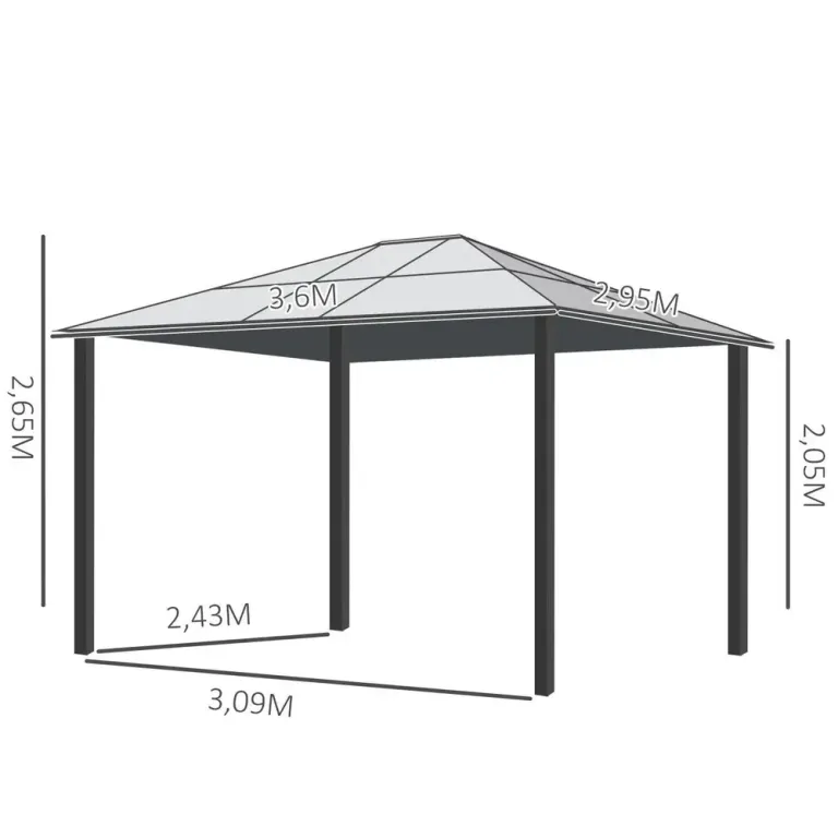 Hardtop Paviljong med Myggnät 3,6 x 3 m, Brun
