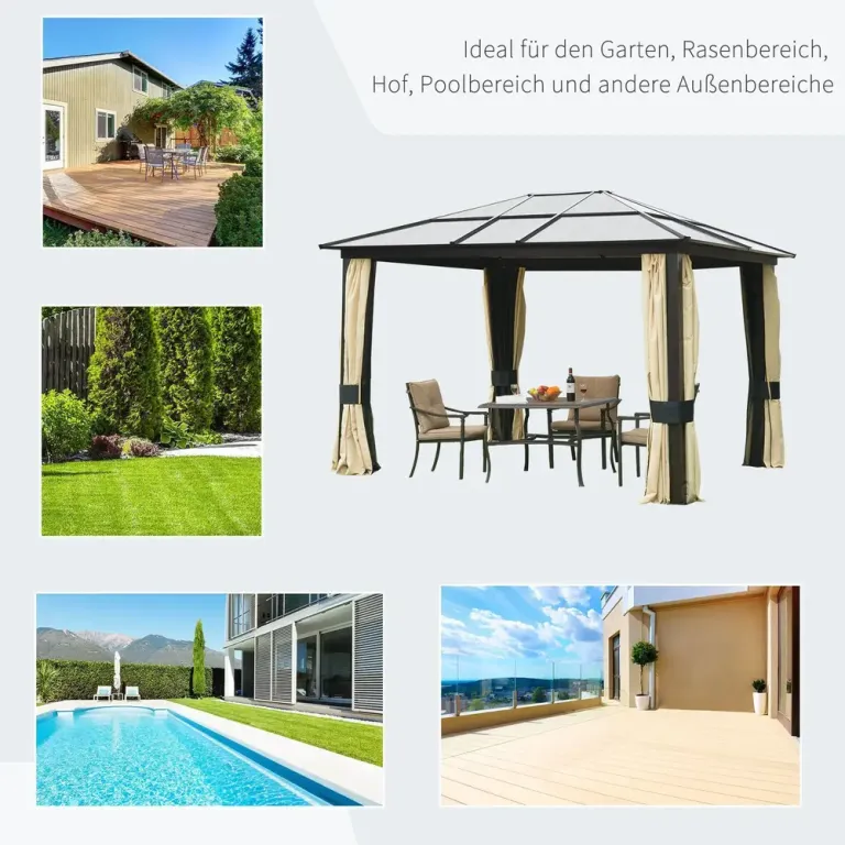Hardtop Paviljong med Myggnät 3,6 x 3 m, Brun
