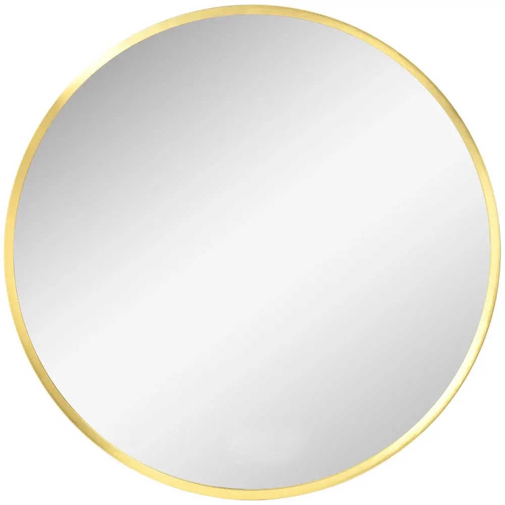 Kleankin Badrumsspegel Rund Väggspegel Guld av 50 Cm