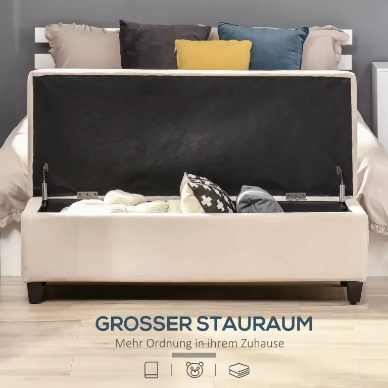 Sittbänk med Förvaring & Knapphäftning Beige