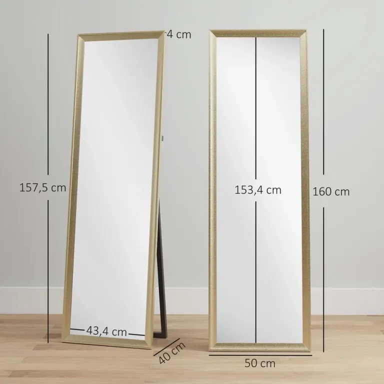 Helfigursspegel Golv- & Väggspegel Guld Metallram