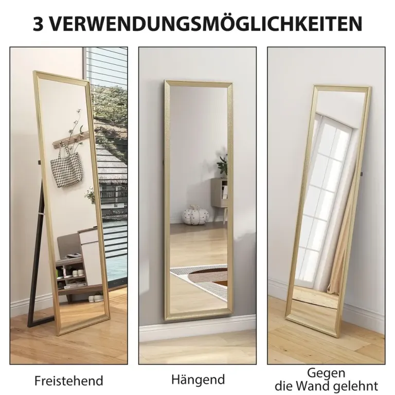 Helfigursspegel Golv- & Väggspegel Guld Metallram