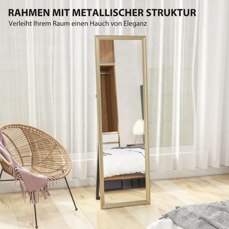 Helfigursspegel Golv- & Väggspegel Guld Metallram