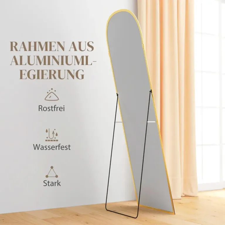 Helfigursspegel Golvspegel Guld Aluminiumram
