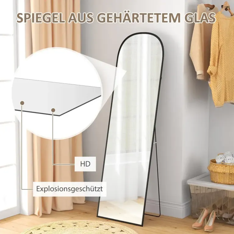 Helfigursspegel Golvspegel Modern Svart Ram Helkroppsspegel Stående