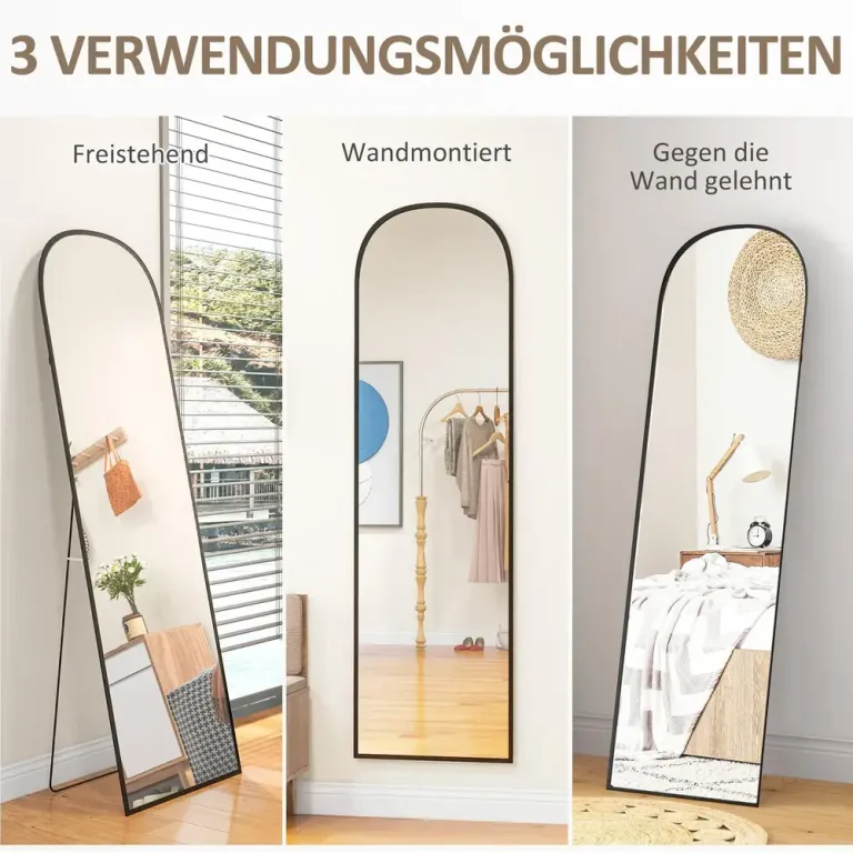 Helfigursspegel Golvspegel Modern Svart Ram Helkroppsspegel Stående