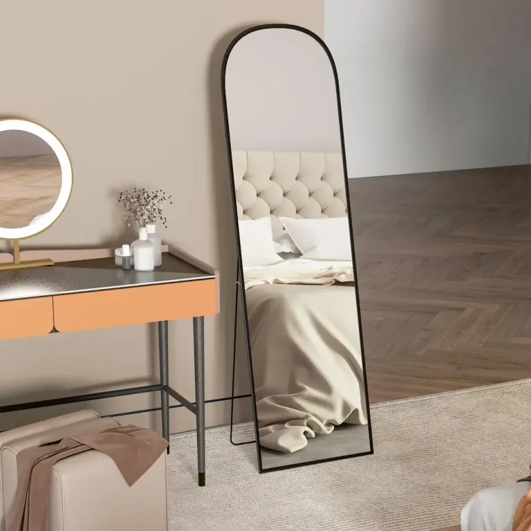 Helfigursspegel Golvspegel Modern Svart Ram Helkroppsspegel Stående