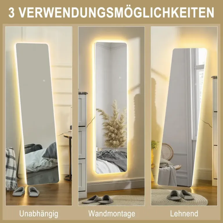 Helfigursspegel Golvspegel Ramlös med Stativ