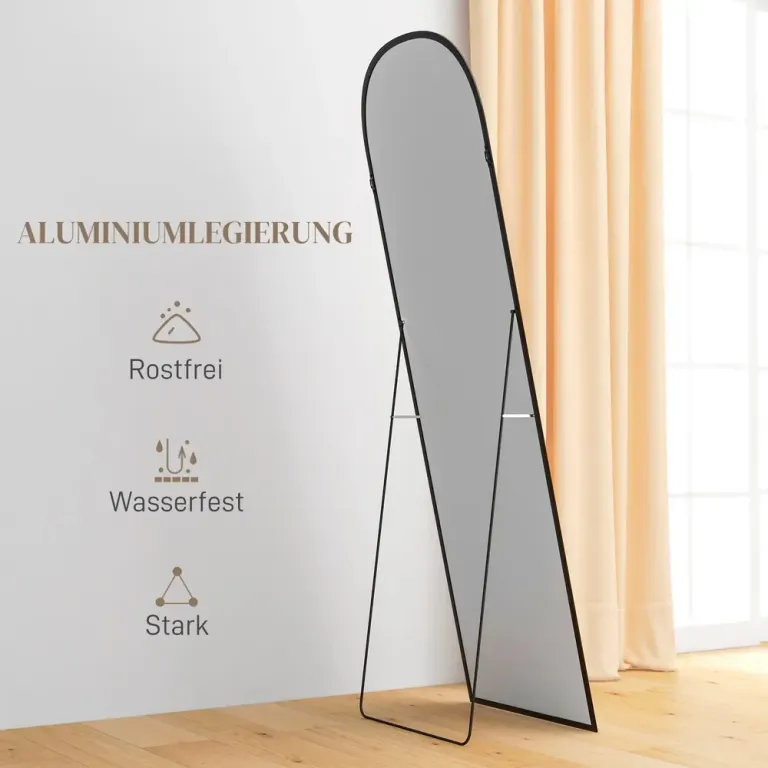 Helfigursspegel Golvspegel Svart Aluminiumram