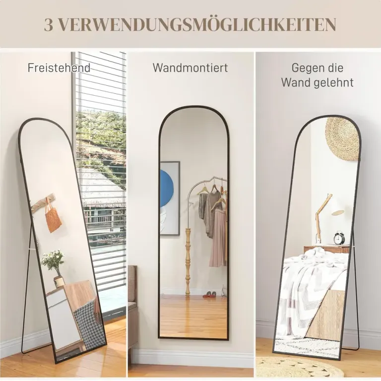 Helfigursspegel Golvspegel Svart Aluminiumram
