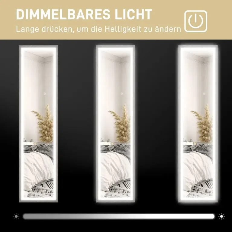 Helfigursspegel med LED & Touch Dimbar Grålook