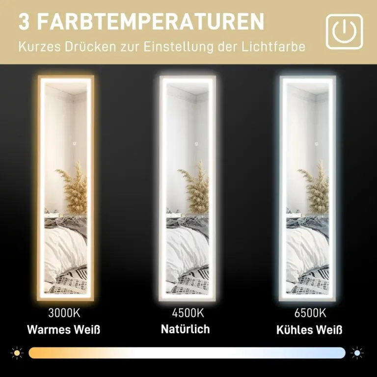 Helfigursspegel med LED & Touchkontroll Eklook