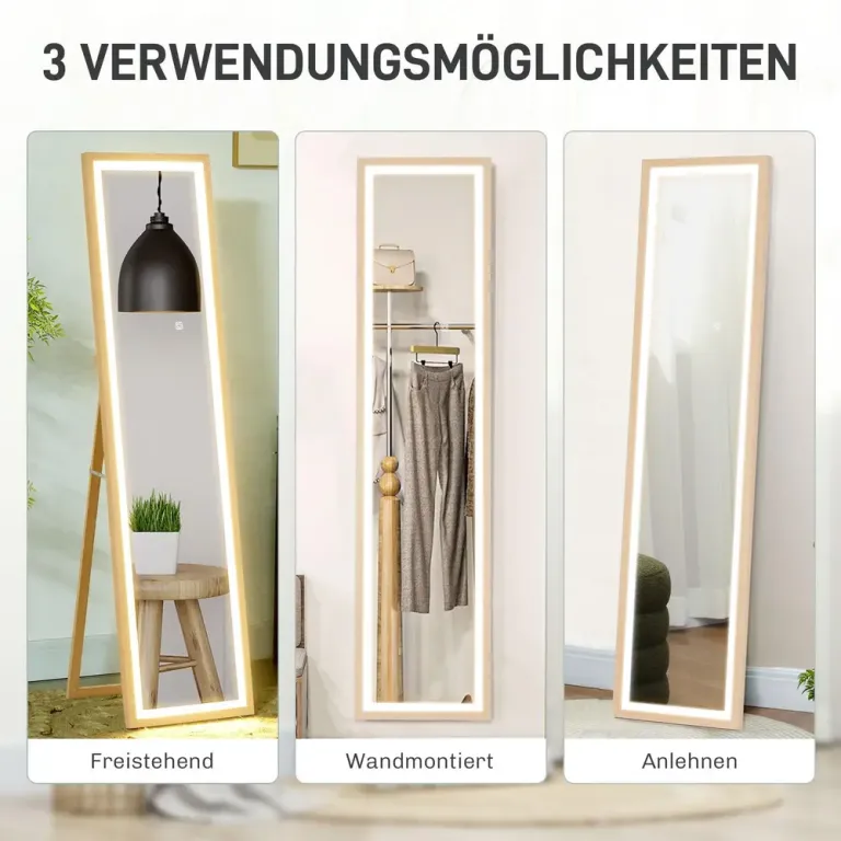 Helfigursspegel med LED & Touchkontroll Eklook